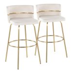 Cinch 30 Gold Cream Velvet Swivel Barstools (Set of 2) 17 Cinch 30 Gold Cream Velvet Swivel Barstools (Set of 2)