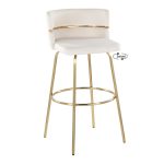 Cinch 30 Gold Cream Velvet Swivel Barstools (Set of 2) 18 Cinch 30 Gold Cream Velvet Swivel Barstools (Set of 2)
