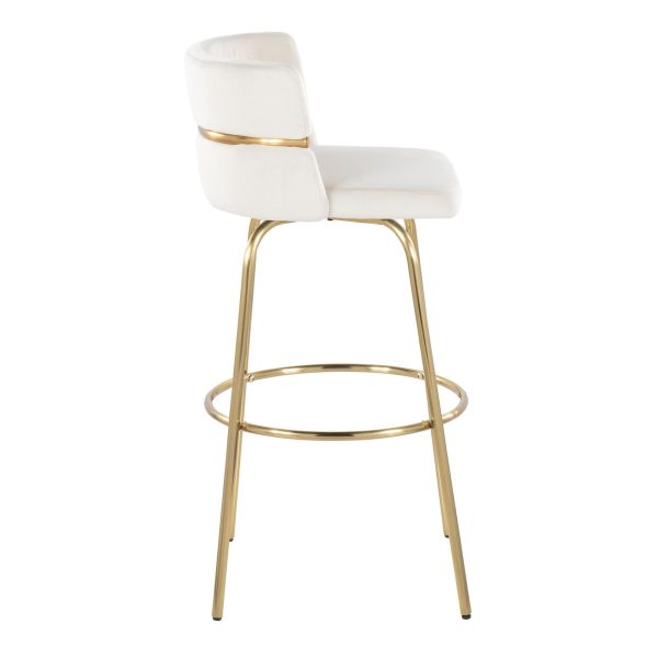 Cinch 30 Gold Cream Velvet Swivel Barstools Set of 2 6