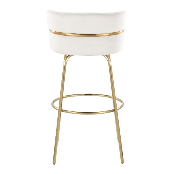 Cinch 30 Gold Cream Velvet Swivel Barstools Set of 2 8