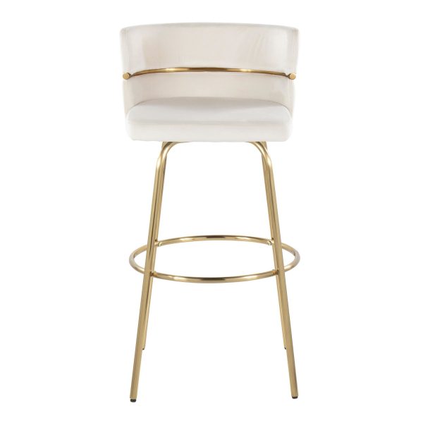 Cinch 30 Gold Cream Velvet Swivel Barstools Set of 2 9