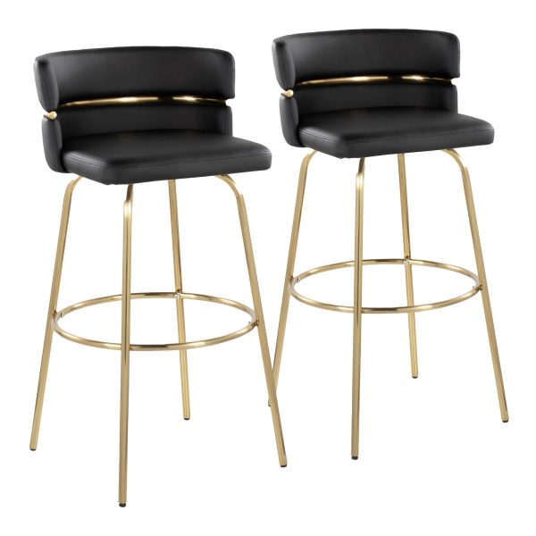 Cinch 30 Gold and Black Contemporary Swivel Barstool Set of 2 4