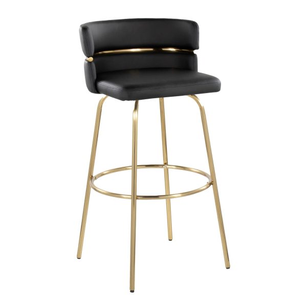 Cinch 30 Gold and Black Contemporary Swivel Barstool Set of 2 5