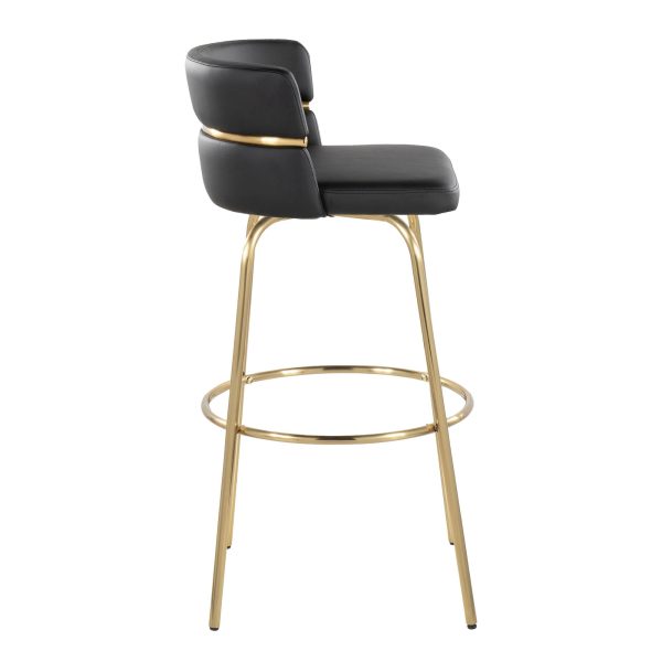 Cinch 30 Gold and Black Contemporary Swivel Barstool Set of 2 6