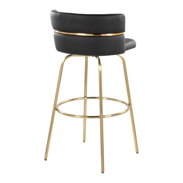 Cinch 30 Gold and Black Contemporary Swivel Barstool Set of 2 7
