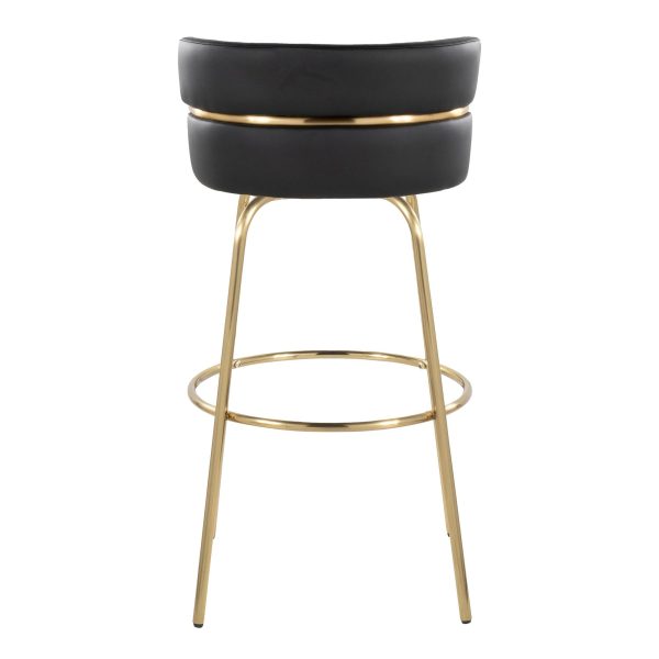 Cinch 30 Gold and Black Contemporary Swivel Barstool Set of 2 8