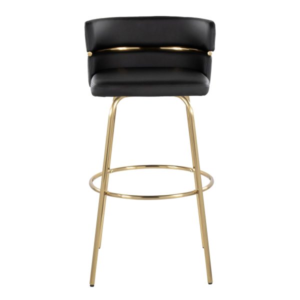 Cinch 30 Gold and Black Contemporary Swivel Barstool Set of 2 9