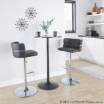 Cinch Black Faux Leather Chrome Contemporary Adjustable Barstools (Set of 2) 16 Cinch Black Faux Leather Chrome Contemporary Adjustable Barstools (Set of 2)