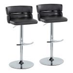 Cinch Black Faux Leather Chrome Contemporary Adjustable Barstools (Set of 2) 17 Cinch Black Faux Leather Chrome Contemporary Adjustable Barstools (Set of 2)