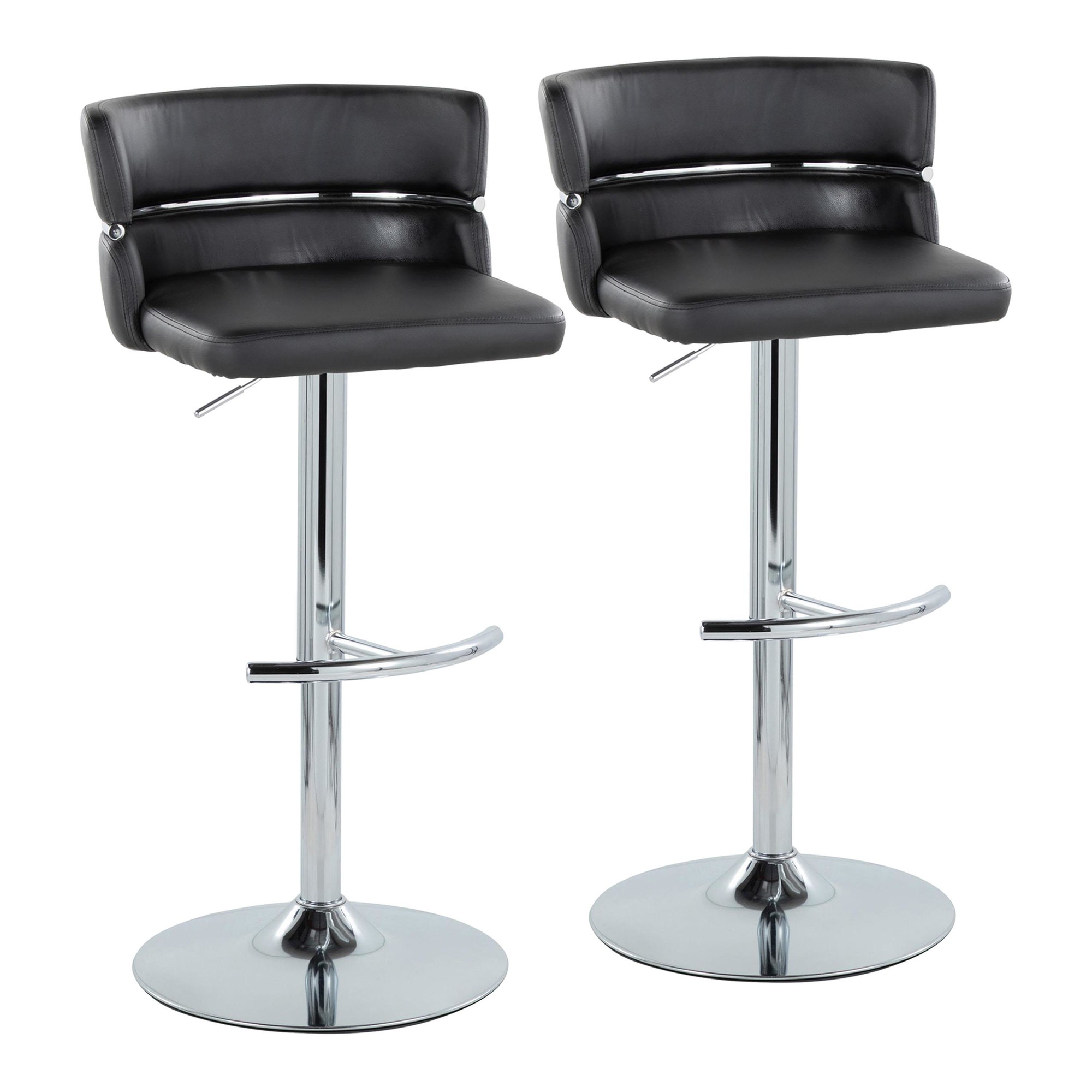 Cinch Black Faux Leather Chrome Contemporary Adjustable Barstools (Set of 2) 5 Cinch Black Faux Leather Chrome Contemporary Adjustable Barstools (Set of 2) - Image 5