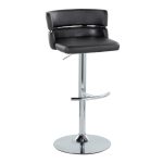 Cinch Black Faux Leather Chrome Contemporary Adjustable Barstools (Set of 2) 18 Cinch Black Faux Leather Chrome Contemporary Adjustable Barstools (Set of 2)
