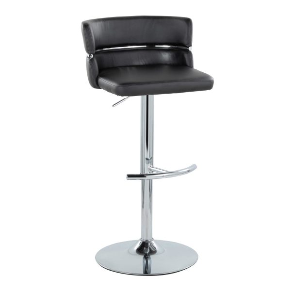 Cinch Black Faux Leather Chrome Contemporary Adjustable Barstools Set of 2 5