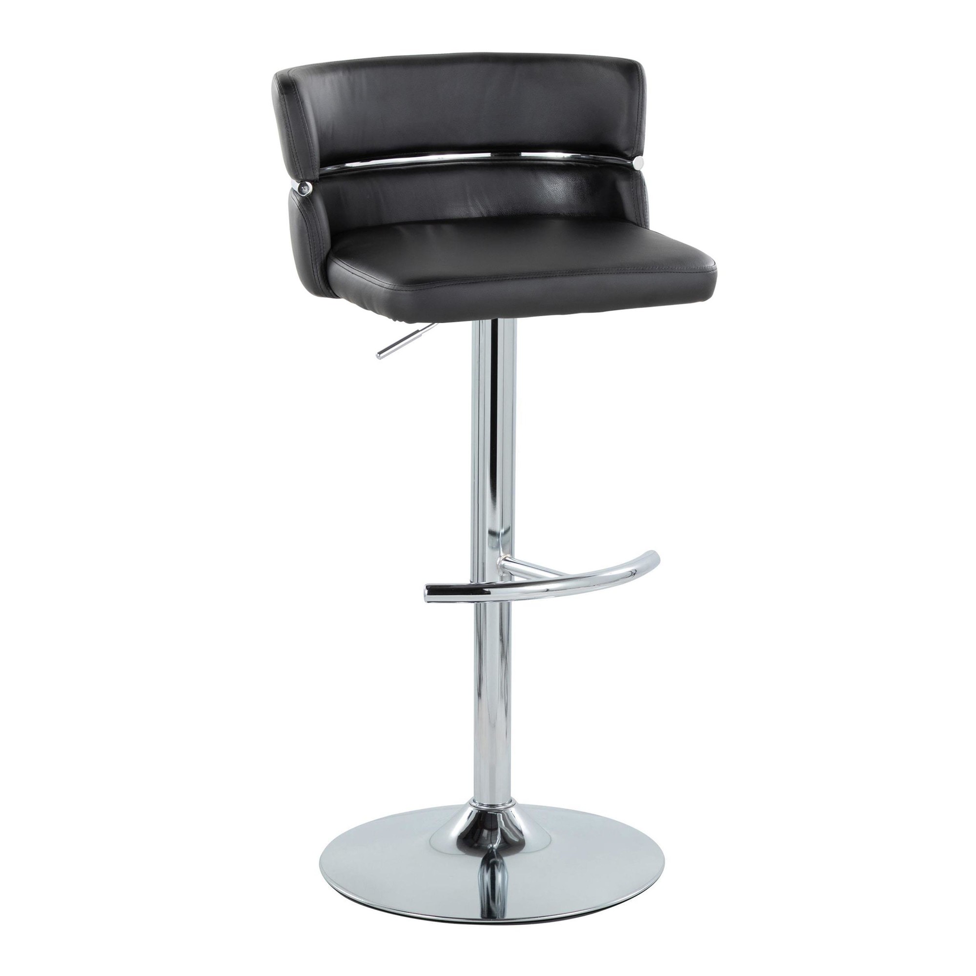 Cinch Black Faux Leather Chrome Contemporary Adjustable Barstools (Set of 2) 6 Cinch Black Faux Leather Chrome Contemporary Adjustable Barstools (Set of 2) - Image 6