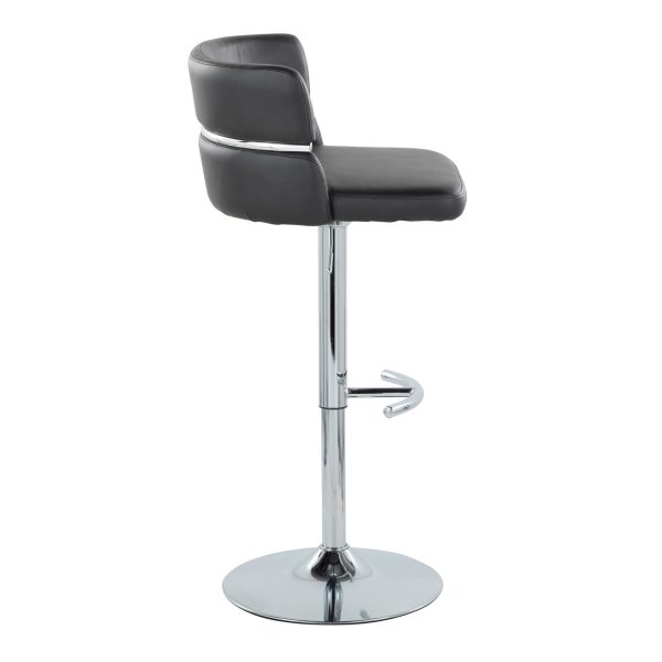Cinch Black Faux Leather Chrome Contemporary Adjustable Barstools Set of 2 6