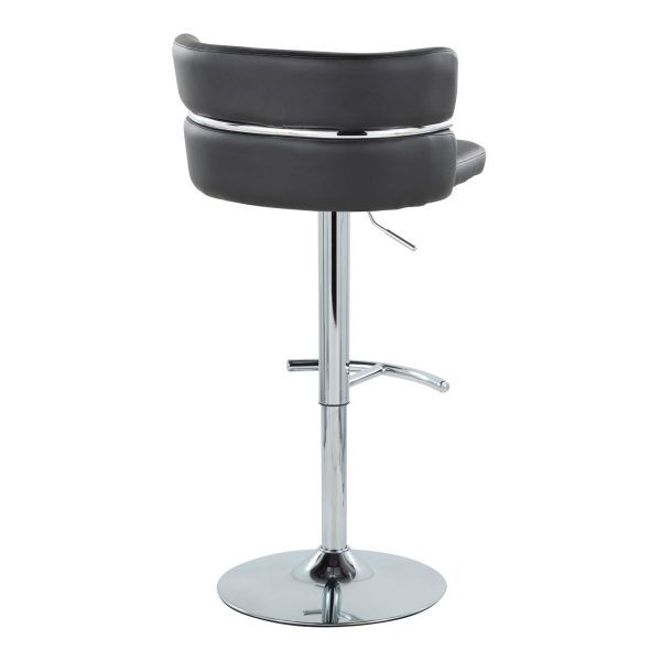 Cinch Black Faux Leather Chrome Contemporary Adjustable Barstools Set of 2 7