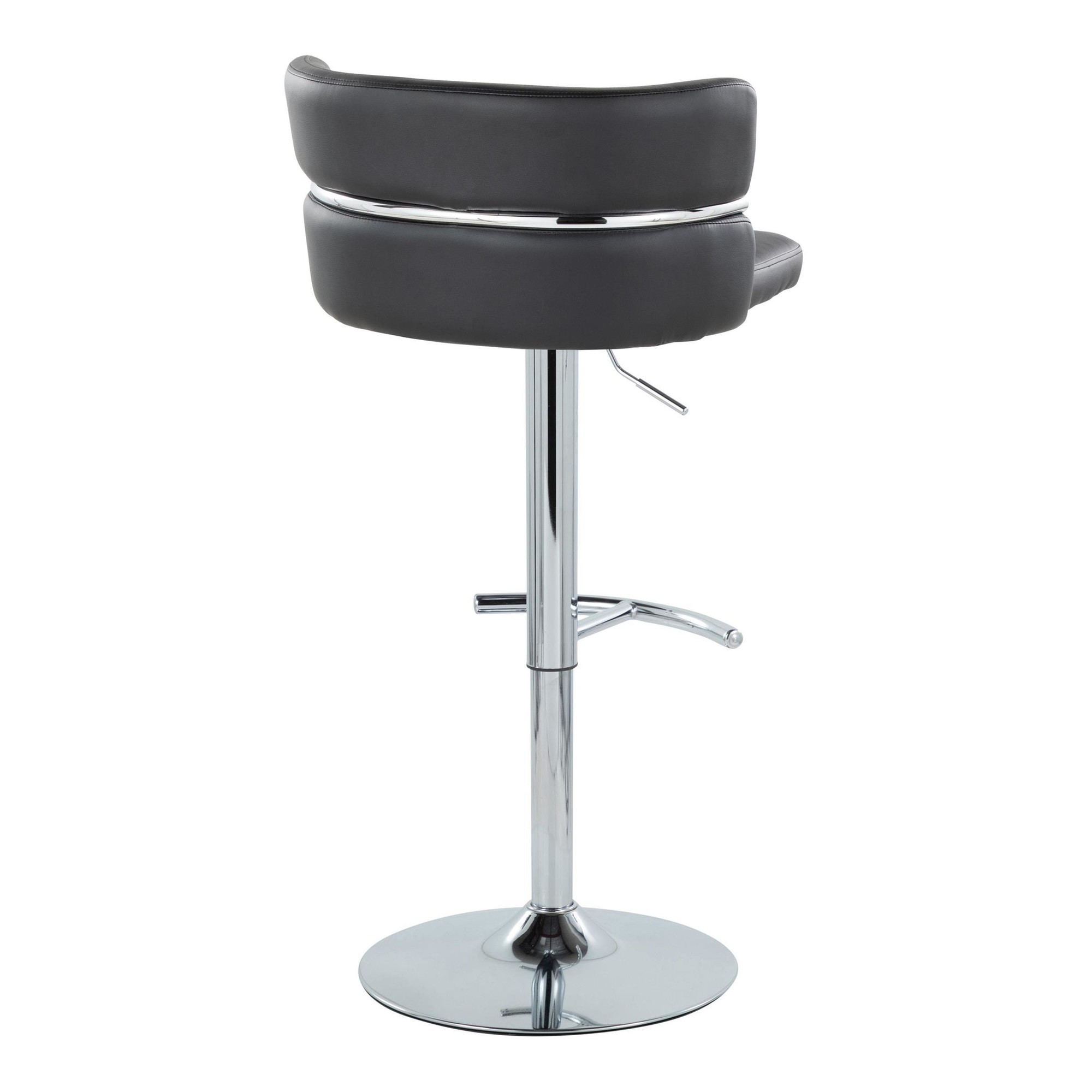 Cinch Black Faux Leather Chrome Contemporary Adjustable Barstools (Set of 2) 8 Cinch Black Faux Leather Chrome Contemporary Adjustable Barstools (Set of 2) - Image 8