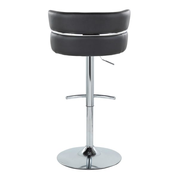 Cinch Black Faux Leather Chrome Contemporary Adjustable Barstools Set of 2 8