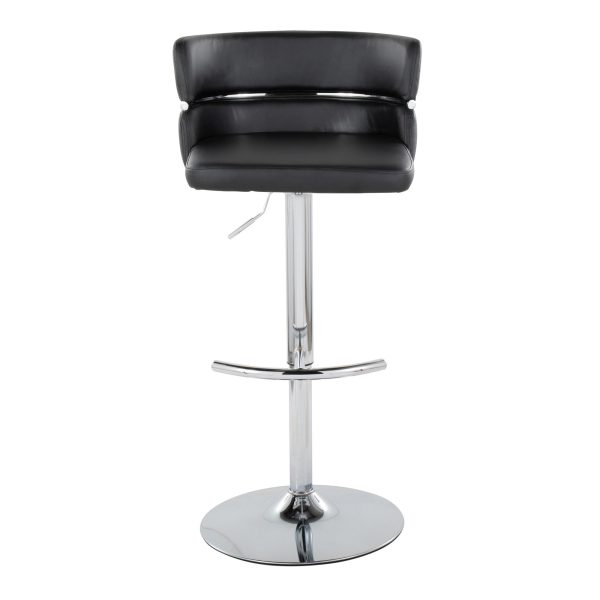 Cinch Black Faux Leather Chrome Contemporary Adjustable Barstools Set of 2 9