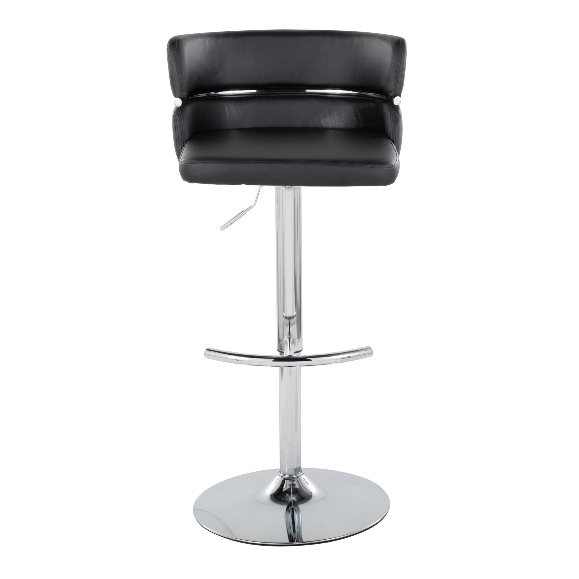 Cinch Black Faux Leather Chrome Contemporary Adjustable Barstools (Set of 2) 10 Cinch Black Faux Leather Chrome Contemporary Adjustable Barstools (Set of 2) - Image 10