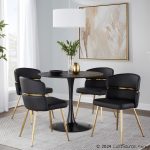 Cinch Black Faux Leather Gold Metal Glam Dining Chairs (Set of 2) 14 Cinch Black Faux Leather Gold Metal Glam Dining Chairs (Set of 2)