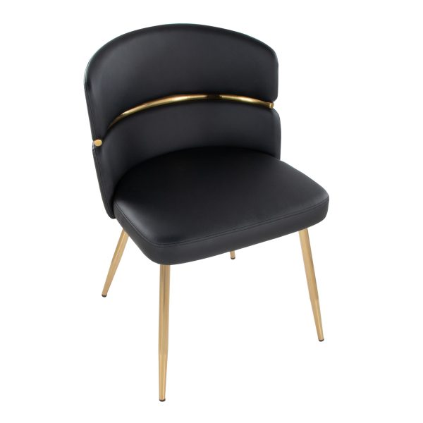 Cinch Black Faux Leather Gold Metal Glam Dining Chairs Set of 2 10