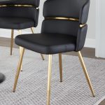 Cinch Black Faux Leather Gold Metal Glam Dining Chairs (Set of 2) 15 Cinch Black Faux Leather Gold Metal Glam Dining Chairs (Set of 2)