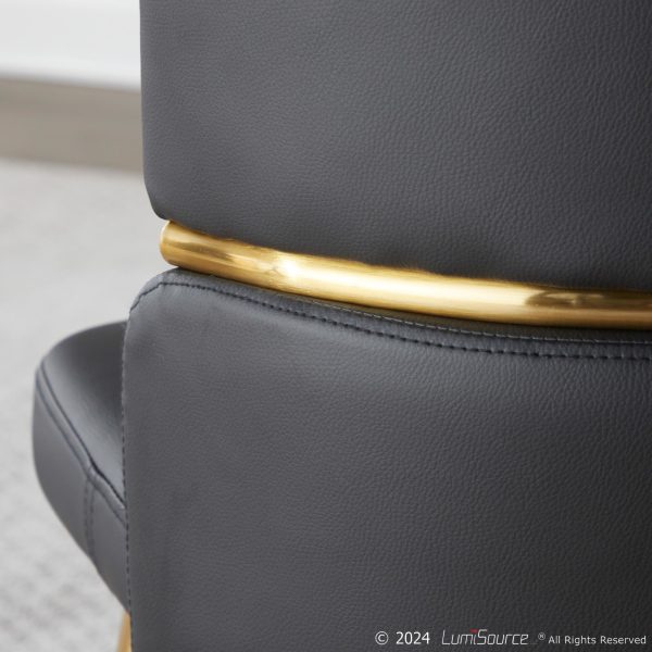 Cinch Black Faux Leather Gold Metal Glam Dining Chairs Set of 2 3
