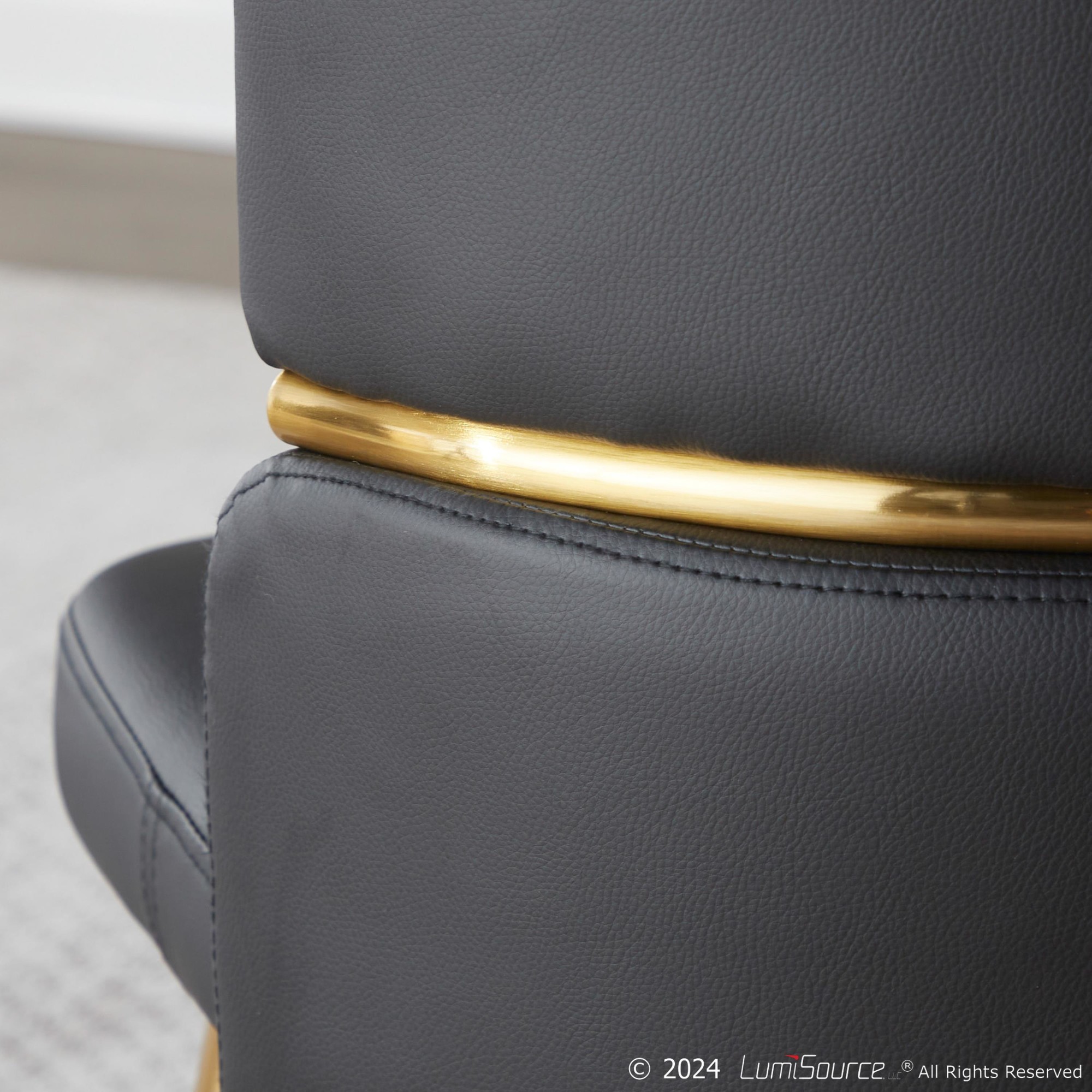 Cinch Black Faux Leather Gold Metal Glam Dining Chairs (Set of 2) 4 Cinch Black Faux Leather Gold Metal Glam Dining Chairs (Set of 2) - Image 4