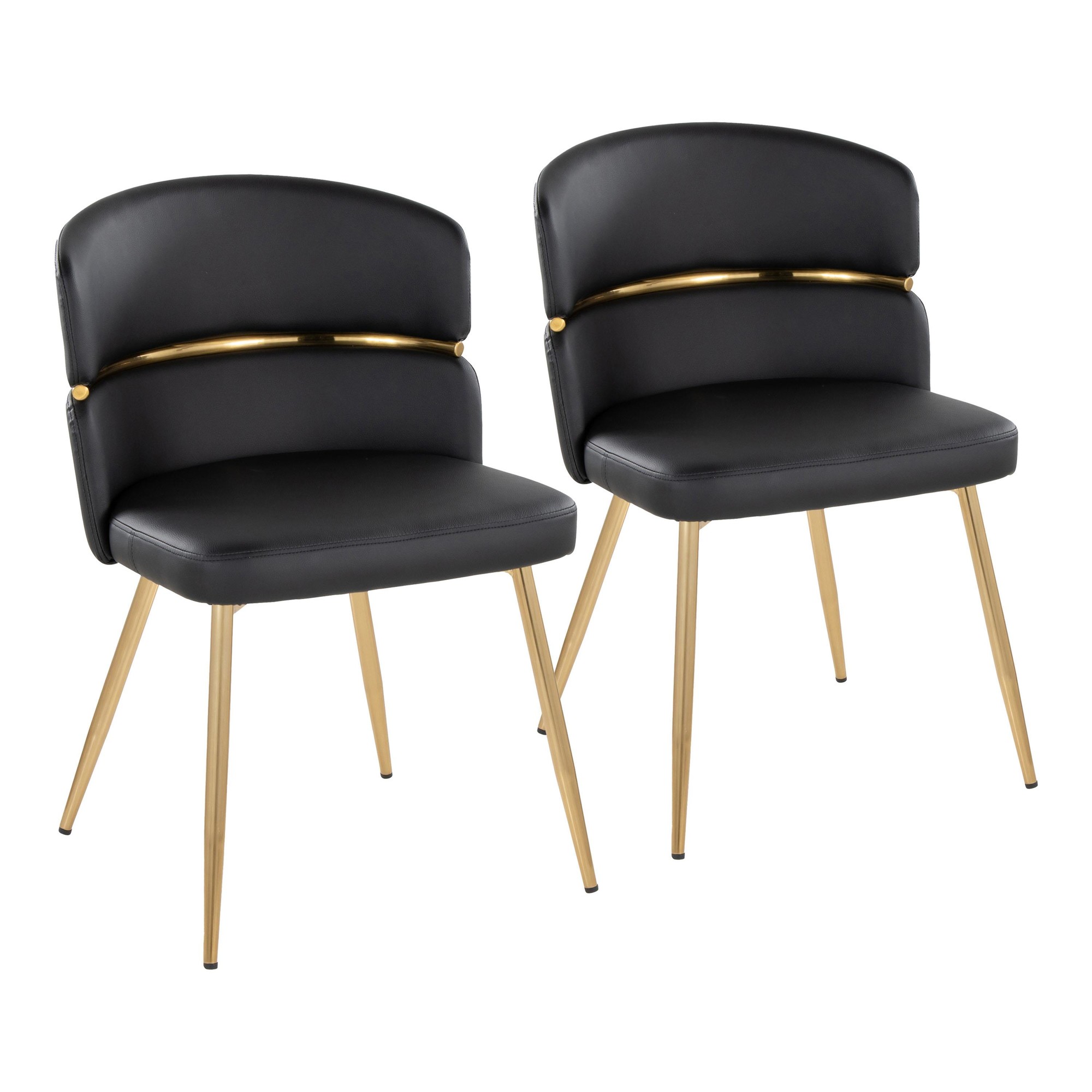 Cinch Black Faux Leather Gold Metal Glam Dining Chairs (Set of 2) 5 Cinch Black Faux Leather Gold Metal Glam Dining Chairs (Set of 2) - Image 5