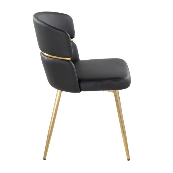 Cinch Black Faux Leather Gold Metal Glam Dining Chairs Set of 2 6