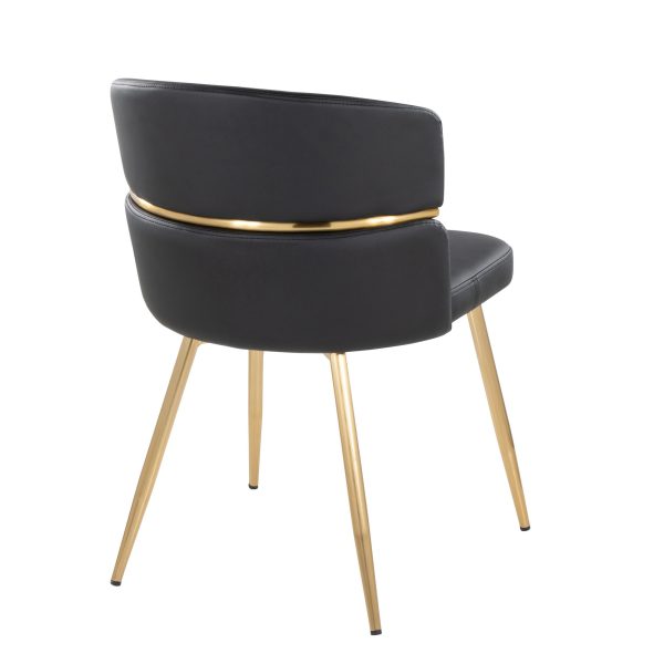 Cinch Black Faux Leather Gold Metal Glam Dining Chairs Set of 2 7