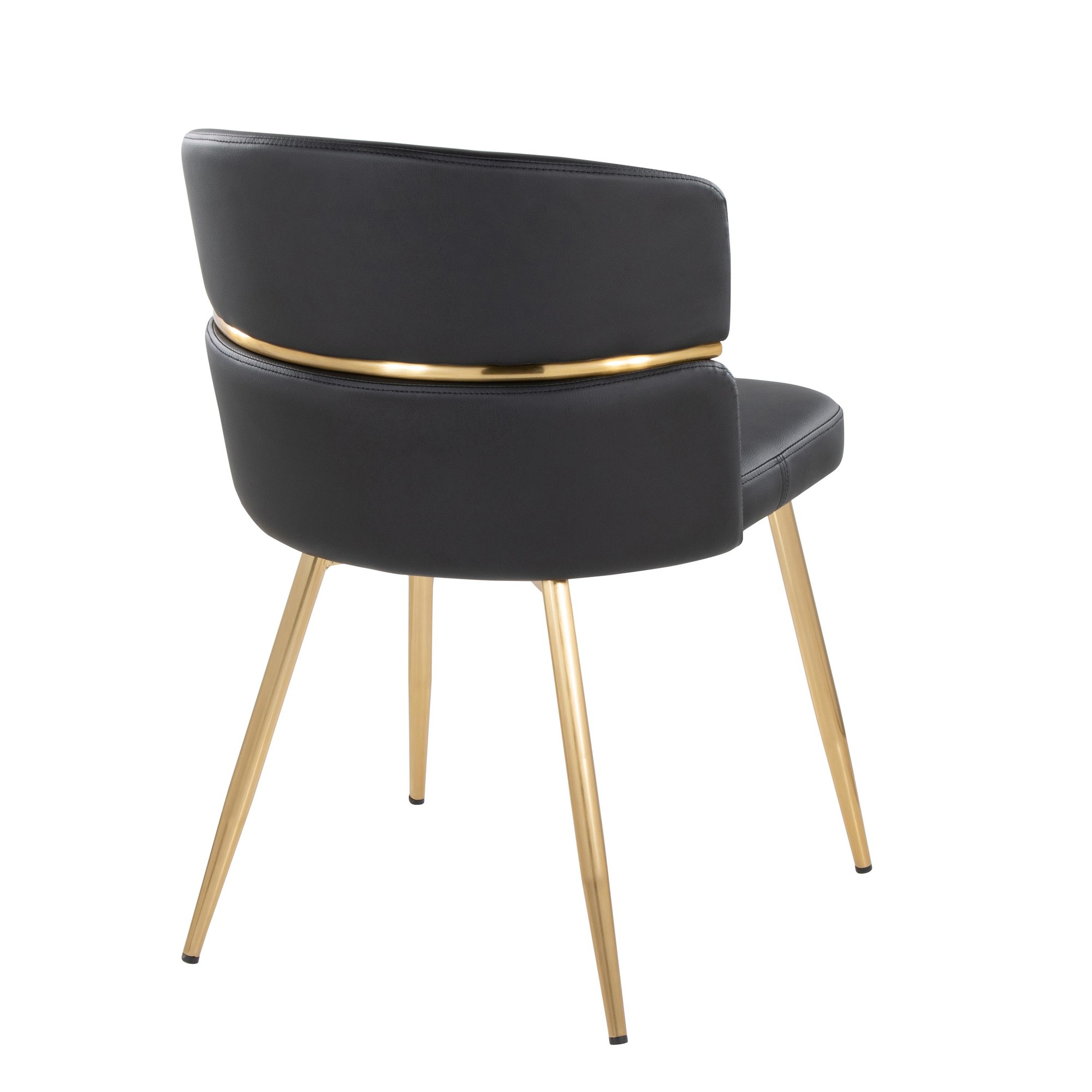 Cinch Black Faux Leather Gold Metal Glam Dining Chairs (Set of 2) 8 Cinch Black Faux Leather Gold Metal Glam Dining Chairs (Set of 2) - Image 8