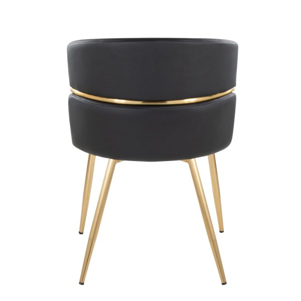 Cinch Black Faux Leather Gold Metal Glam Dining Chairs Set of 2 8