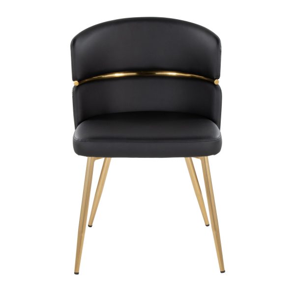 Cinch Black Faux Leather Gold Metal Glam Dining Chairs Set of 2 9