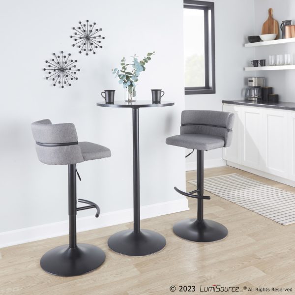 Cinch Black Metal Light Grey Contemporary Adjustable Barstools Set of 2 1