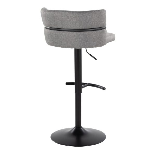 Cinch Black Metal Light Grey Contemporary Adjustable Barstools Set of 2 10