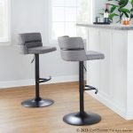 Cinch Black Metal Light Grey Contemporary Adjustable Barstools (Set of 2)