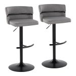 Cinch Black Metal Light Grey Contemporary Adjustable Barstools (Set of 2)