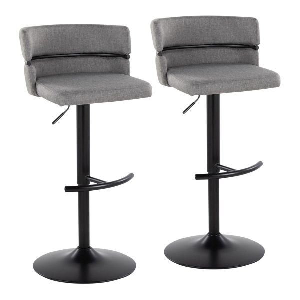 Cinch Black Metal Light Grey Contemporary Adjustable Barstools Set of 2 2