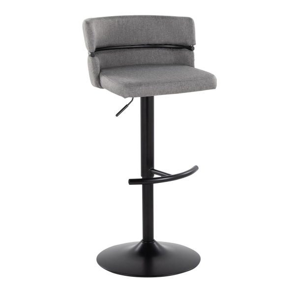 Cinch Black Metal Light Grey Contemporary Adjustable Barstools Set of 2 3