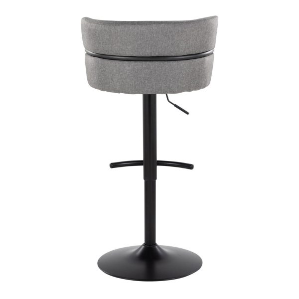 Cinch Black Metal Light Grey Contemporary Adjustable Barstools Set of 2 6