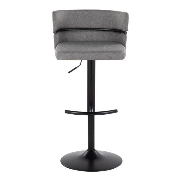 Cinch Black Metal Light Grey Contemporary Adjustable Barstools Set of 2 7