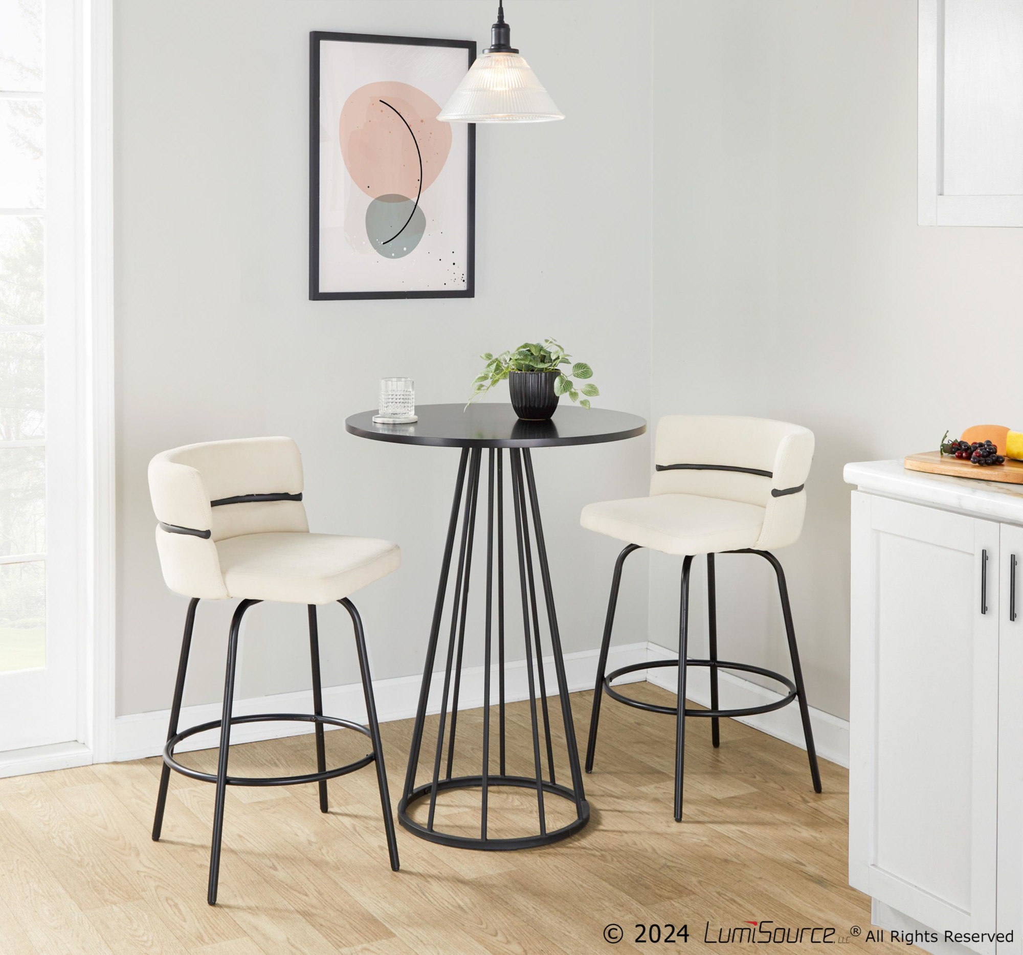 Cinch Claire 26 Cream Contemporary Swivel Counter Stool (Set of 2) 2 Cinch Claire 26 Cream Contemporary Swivel Counter Stool (Set of 2) - Image 2