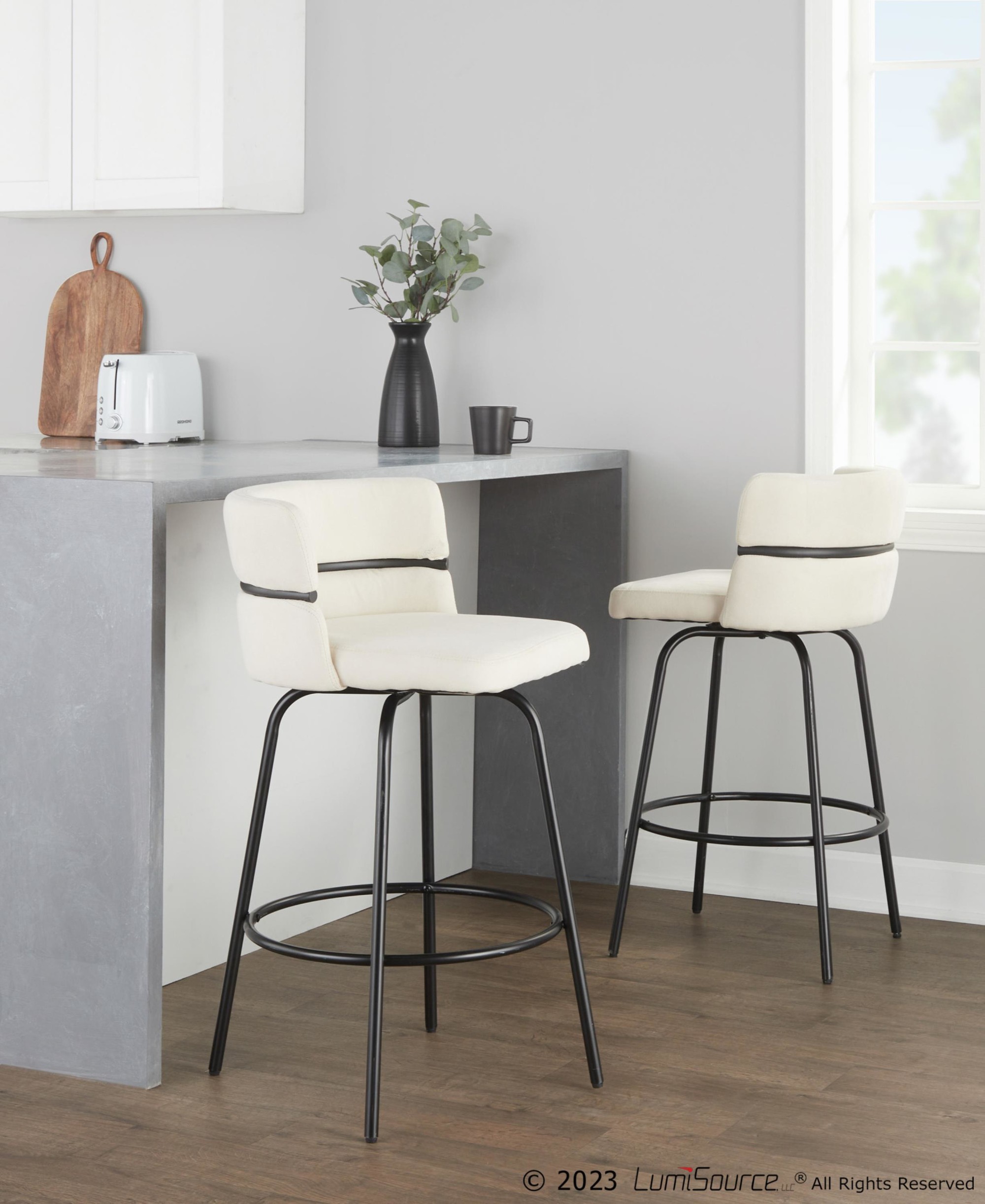 Cinch Claire 26 Cream Contemporary Swivel Counter Stool (Set of 2) 4 Cinch Claire 26 Cream Contemporary Swivel Counter Stool (Set of 2) - Image 4