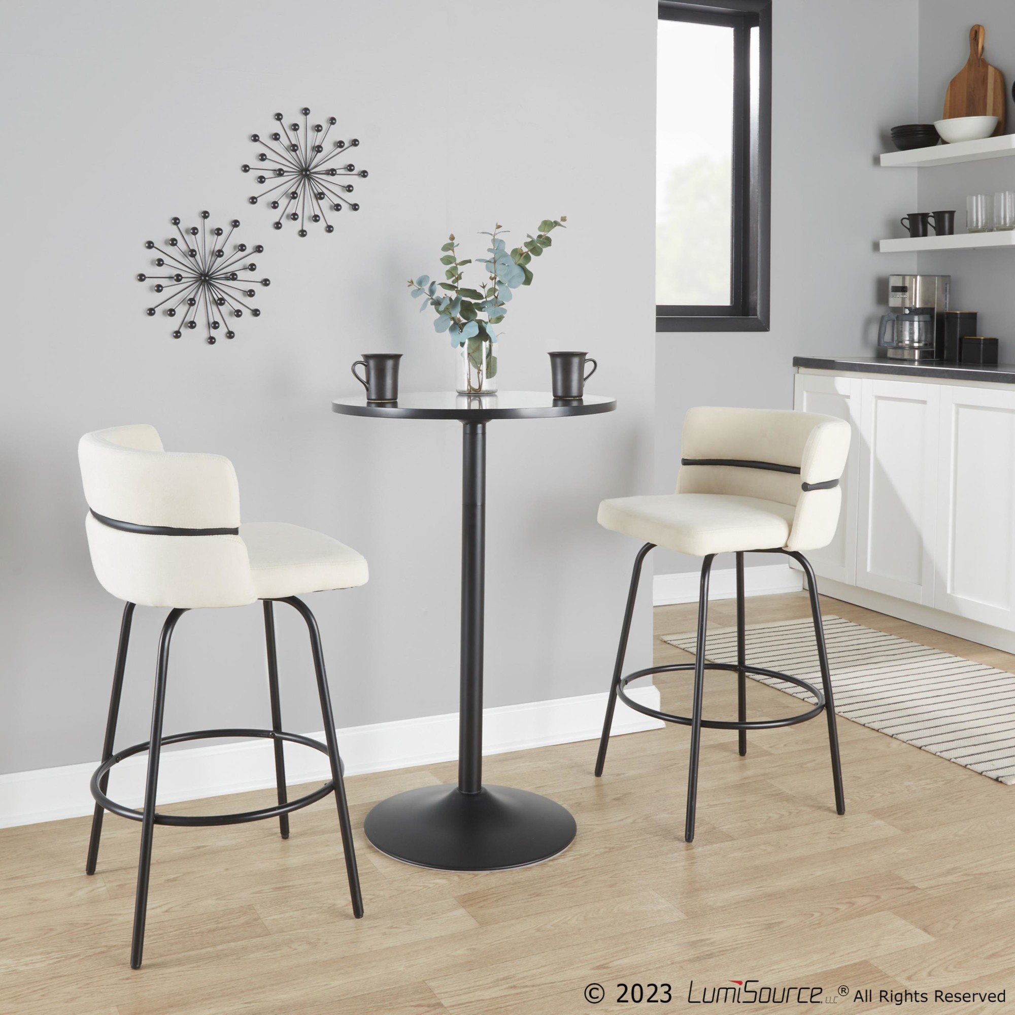 Cinch Claire 26 Cream Contemporary Swivel Counter Stool (Set of 2) 6 Cinch Claire 26 Cream Contemporary Swivel Counter Stool (Set of 2) - Image 6