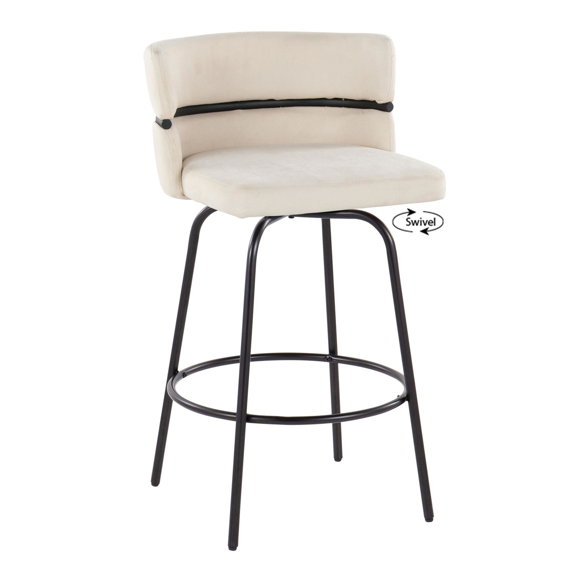 Cinch Claire 26 Cream Contemporary Swivel Counter Stool (Set of 2) 8 Cinch Claire 26 Cream Contemporary Swivel Counter Stool (Set of 2) - Image 8
