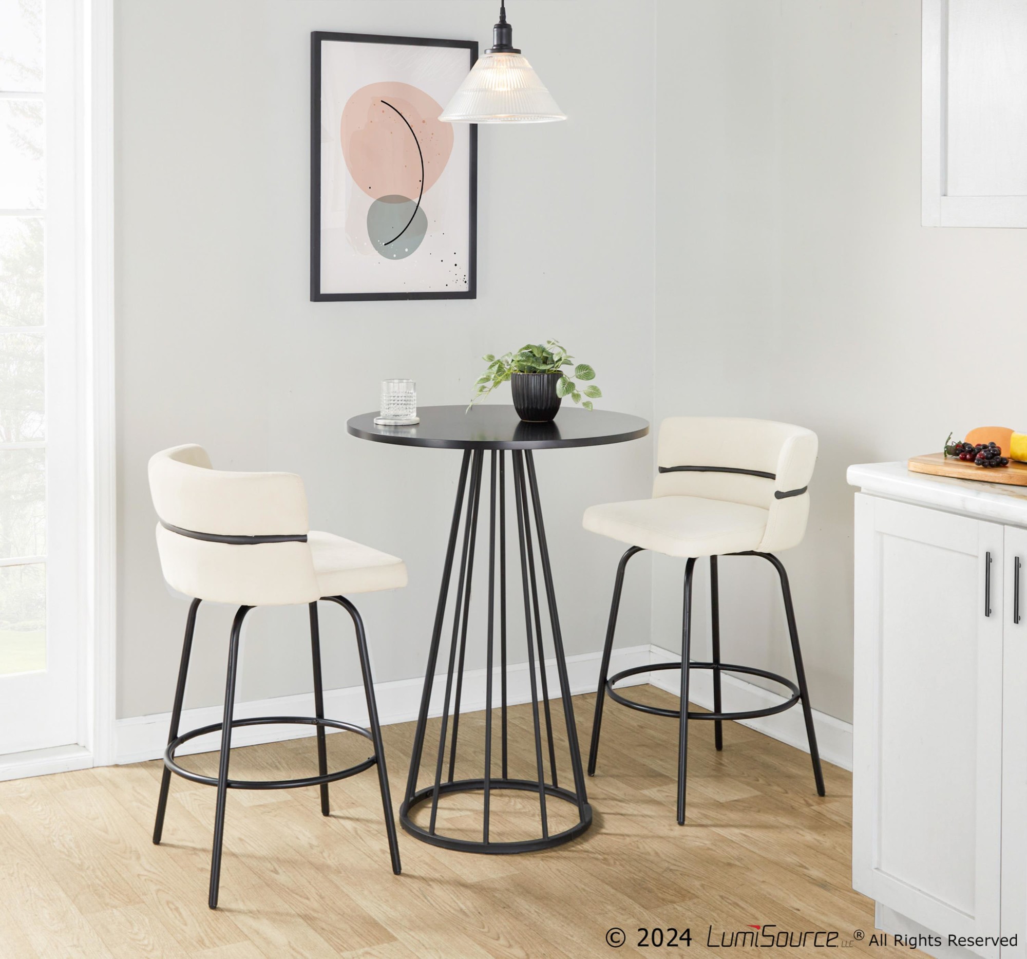 Cinch Claire 26 Cream Contemporary Swivel Counter Stool (Set of 2) 1 Cinch Claire 26 Cream Contemporary Swivel Counter Stool (Set of 2)