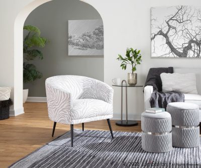 Cinch Contemporary Silver Velvet Nesting Ottomans