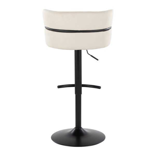 Cinch Cream Fabric Adjustable Contemporary Swivel Barstools Set of 2 12