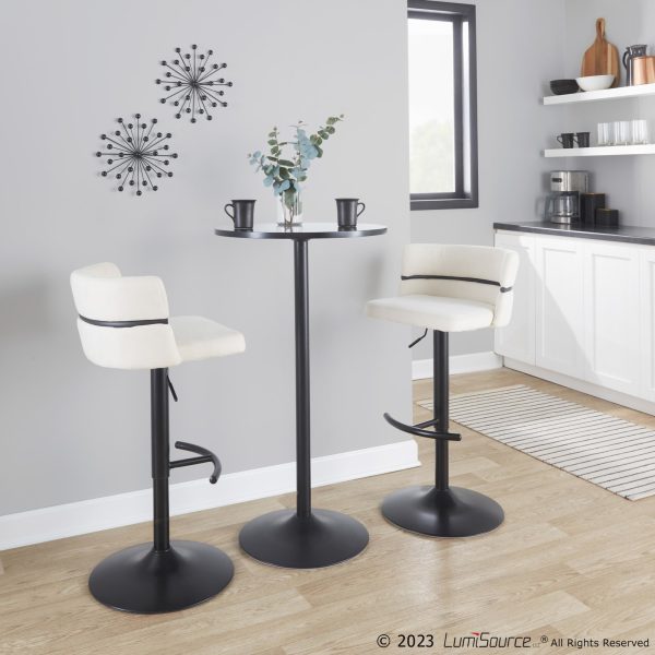 Cinch Cream Fabric Adjustable Contemporary Swivel Barstools Set of 2 2